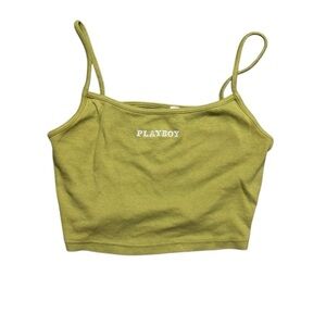 Playboy Green Crop Top Spaghetti Strap Size Large